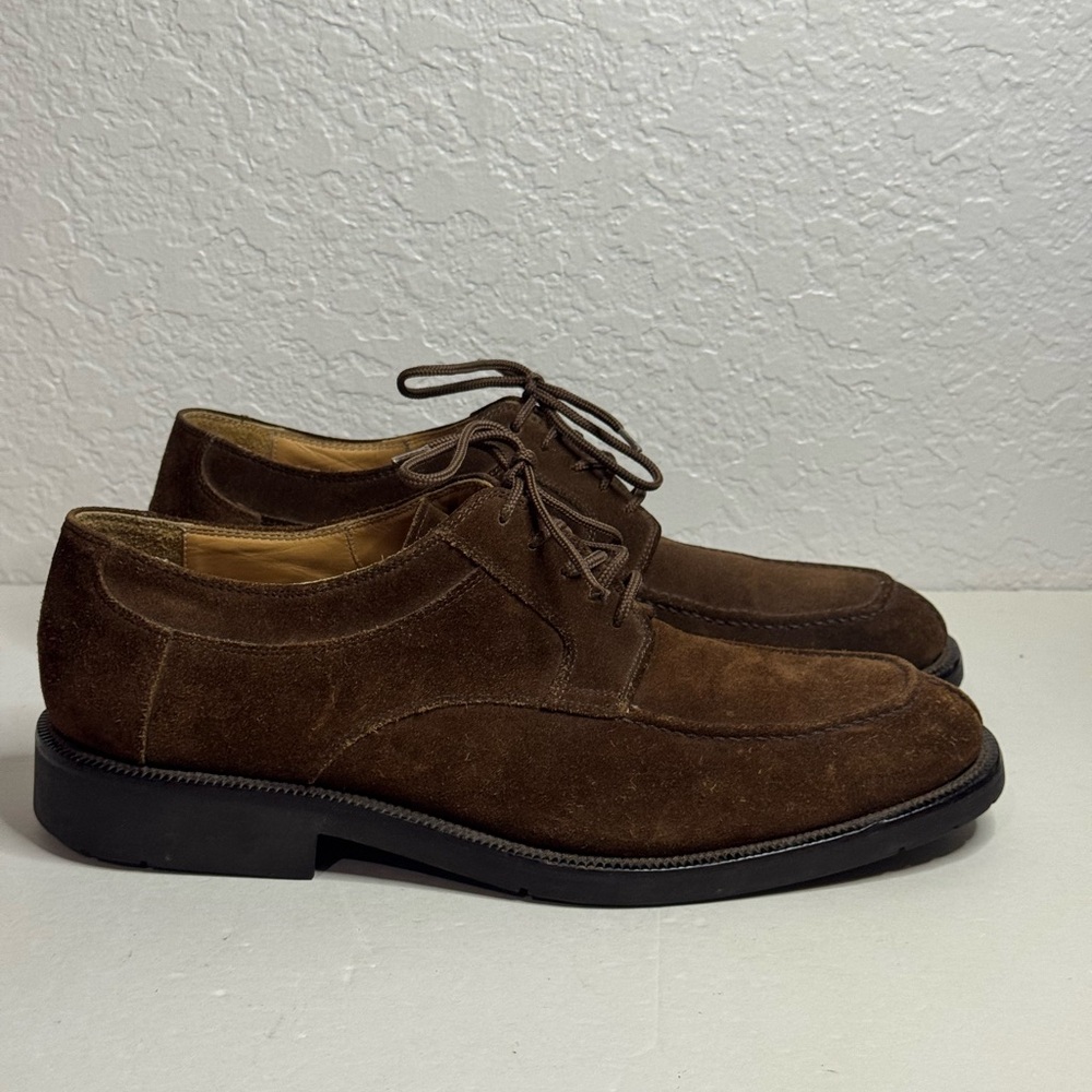 Bruno Magli Marcello Suede Oxfords Leather Dress Shoes Brown Mens 9.5 M Italy